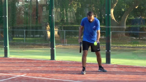 Seville Spain July 2021 Slow Motion Professional Paddle Tennis Player — Stock Video