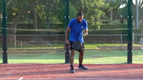 Seville Spanyol Juli 2021 Lambat Gerak Seorang Pemain Tenis Dayung — Stok Video