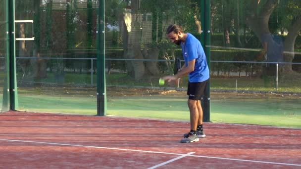 Séville Espagne Juillet 2021 Mouvement Lent Joueur Professionnel Paddle Tennis — Video