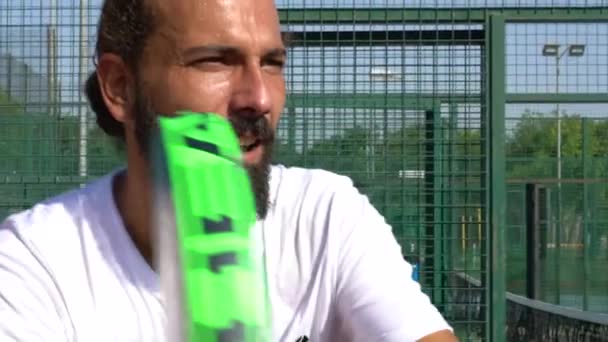 Séville Espagne Juillet 2021 Mouvement Lent Joueur Tennis Pagaie Professionnel — Video