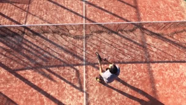 Overhead Shot Person Practicing Paddle Tennis Techniques Outdoor Court Constantly — Stock Video