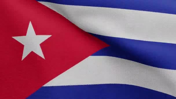 古巴国旗迎风飘扬 靠近古巴的横幅 柔滑柔滑的丝绸 布料质地为背景图案 将其用于国庆和国庆的概念 — 图库视频影像
