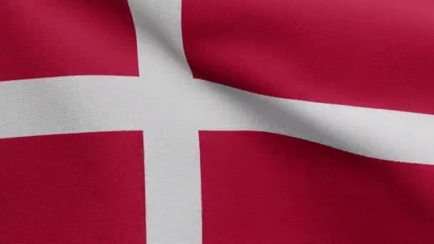 Dánská Vlajka Vlaje Větru Detailní Záběr Dánského Praporu Měkké Hladké — Stock video