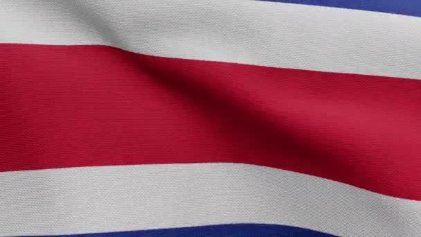 Costa Rica Flag Waving Wind Close Costa Rican Banner Blowing — Stock Video