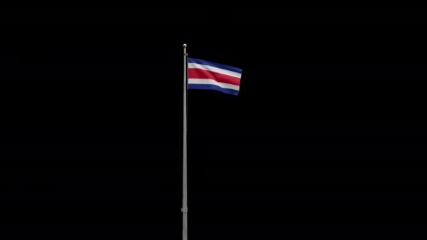 Ilustrace Alfa Kanál Kostarické Vlajky Vlnící Větru Detailní Záběr Kostarický — Stock video