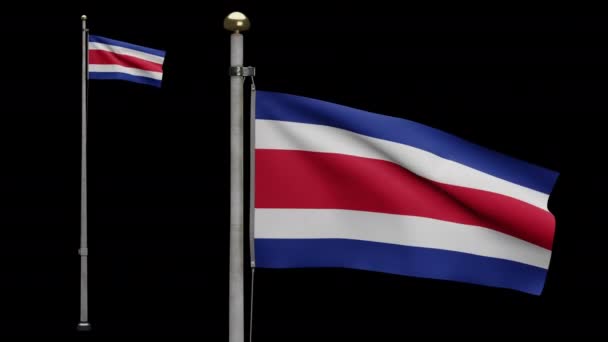 Ілюстрація Альфа Канал Коста Рика Прапор Розмахує Вітром Коста Риканський — стокове відео
