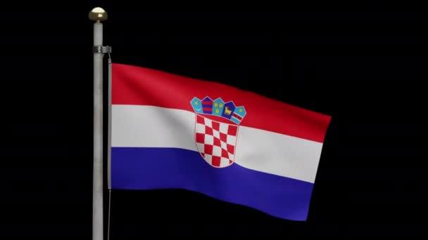 Illustration Alfakanal Kroatiska Flaggan Viftar Vinden Kroatiens Banner Blåser Mjukt — Stockvideo
