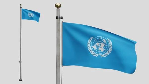 Bandera Las Naciones Unidas Ondeando Viento Primer Plano Bandera Onu — Foto de Stock