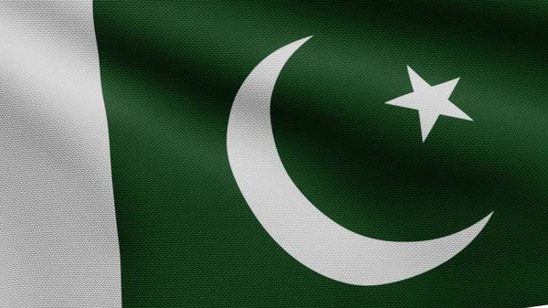Пакистанський Прапор Махає Вітром Заклинання Пакистанського Прапора Який Гладенький Шовк — стокове фото