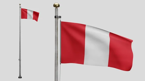 Перуанський Прапор Махає Вітром Зблизька Перуанський Прапор Дме Який Гладенький — стокове фото