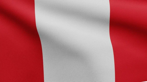 秘鲁国旗迎风飘扬 拉近了秘鲁国旗的飘扬 柔滑的丝绸 布匹织物质感标志背景 — 图库照片