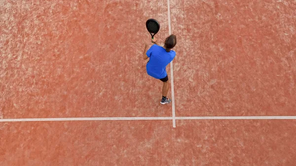 Draufsicht Eines Professionellen Paddle Tennisspielers Der Während Eines Outdoor Matches — Stockfoto