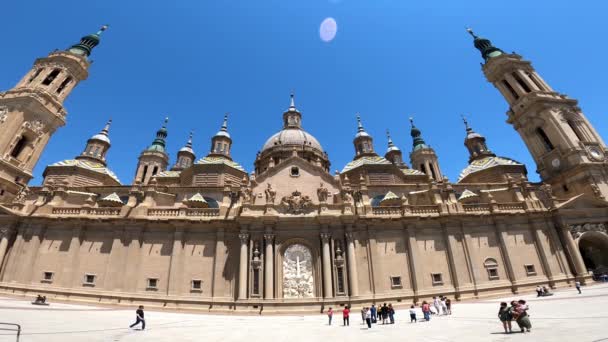 Zaragoza Espanha Maio 2021 Vista Panorâmica Das Torres Basílica Catedral — Vídeo de Stock