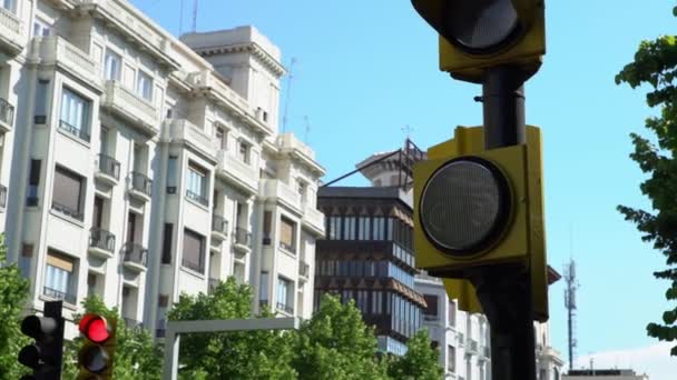 Spanische Fahrradampeln Wechseln Kreuzungen Die Farbe Reisen Mit Fahrrädern Zaragoza — Stockvideo