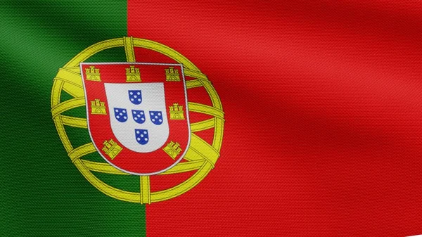 Portugalska Flaga Machająca Wietrze Zbliżenie Portugalii Baner Dmuchanie Miękki Gładki — Zdjęcie stockowe