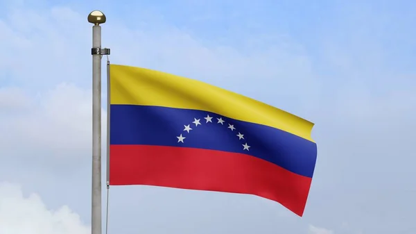 Venezuelan Flag Waving Wind Blue Sky Clouds Venezuela Banner Blowing — Stock Photo, Image