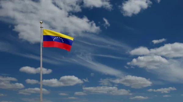 Venezolanische Flagge Weht Wind Mit Blauem Himmel Und Wolken Großaufnahme — Stockfoto