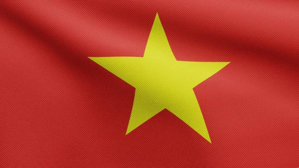 ベトナムの国旗風に手を振っ ベトナムのバナーを吹いて 柔らかく滑らかなシルクを閉じます 布生地の質感が背景を包み込む — ストック写真