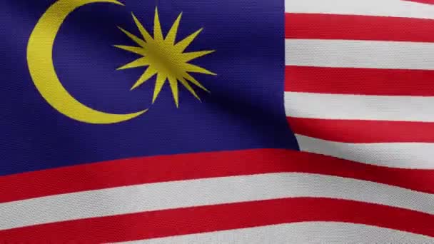 Malaysian Flag Waving Wind Close Malaysia Banner Blowing Soft Smooth — Stock Video