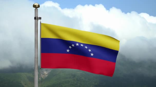 Венесуельський Прапор Який Розмахує Вітром Горі Венесуельський Прапор Дув Гладкий — стокове відео