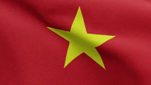 Bandera Vietnamita Ondeando Viento Primer Plano Vietnam Banner Soplado Suave — Vídeos de Stock