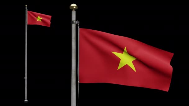 Ilustrasi Bendera Alpha Vietnam Melambai Pada Angin Vietnam Banner Bertiup — Stok Video