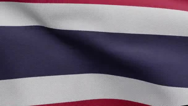 Тайский Флаг Размахивает Ветру Закрыть Баннер Таиланда Мягкий Гладкий Шелк — стоковое видео