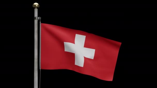Illustrazione Canale Alfa Della Svizzera Bandiera Sventolando Sul Vento Primo — Video Stock