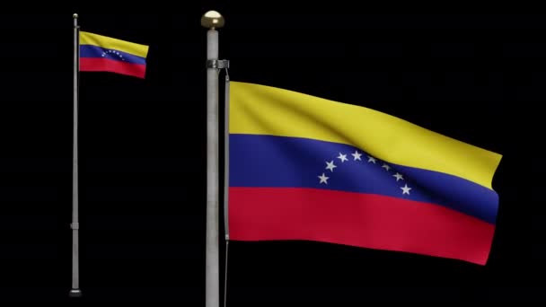 Иллюстрация Альфа Венесуэльский Флаг Размахивающий Ветру Закрыть Венесуэльское Знамя Мягкий — стоковое видео