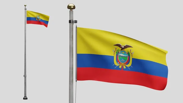 Ekwadorska Flaga Machająca Wietrze Zbliżenie Ekwadoru Baner Dmuchanie Miękki Gładki — Zdjęcie stockowe