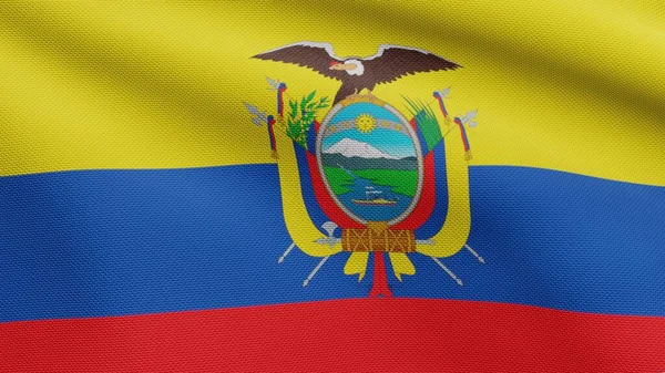 Ecuadorianische Flagge Weht Wind Großaufnahme Der Fahne Ecuadors Weiche Und — Stockfoto