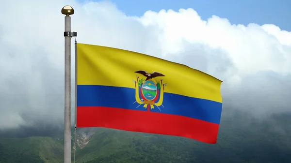 Ecuadorian Flag Waving Wind Mountain Close Ecuador Banner Blowing Soft — Stock Photo, Image