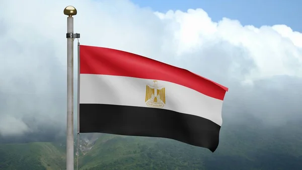 Egyptische Vlag Wapperend Wind Berg Egypte Spandoek Blaast Gladde Zijde — Stockfoto