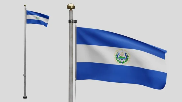 Salvadorean Flag Waving Wind Close Salvador Banner Blowing Soft Smooth — Stock Photo, Image