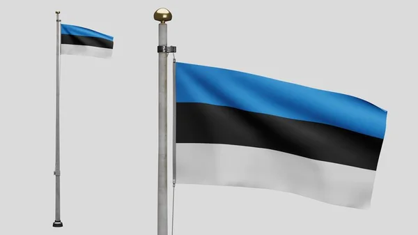 Drapeau Estonien Agitant Vent Gros Plan Bannière Estonie Soufflant Soie — Photo