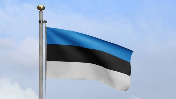 Drapeau Estonien Agitant Vent Avec Ciel Bleu Des Nuages Estonie — Photo