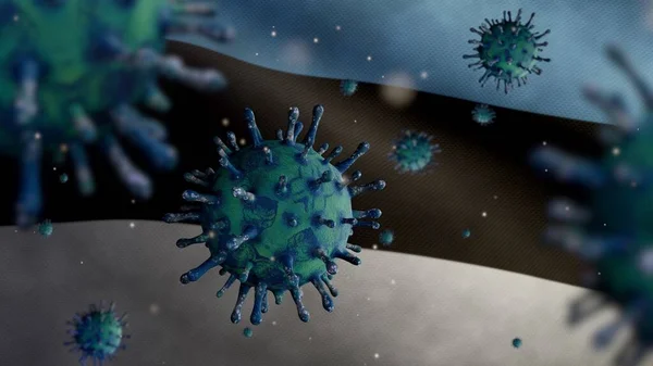 Γρίπη Coronavirus Επιπλέουν Πάνω Από Την Εσθονική Σημαία Ένα Παθογόνο — Φωτογραφία Αρχείου