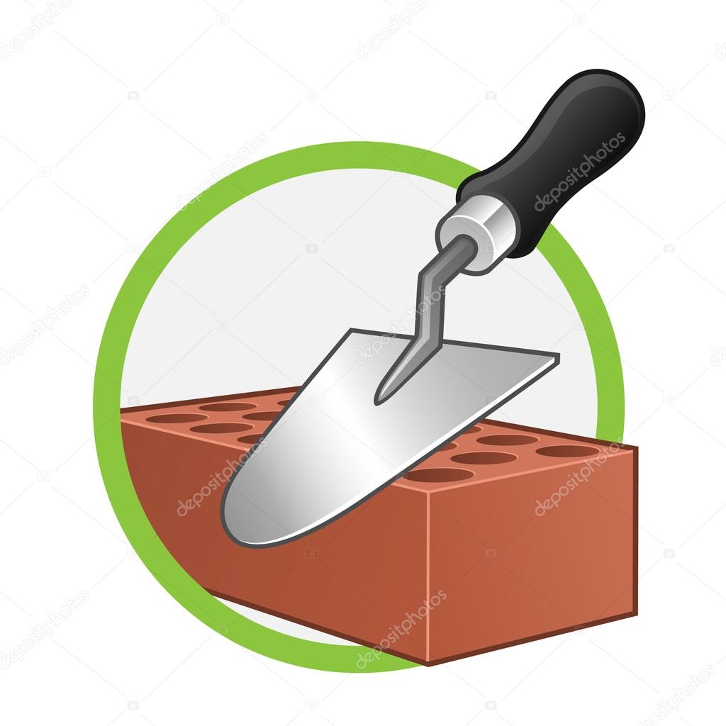 Vector of a trowel and brick