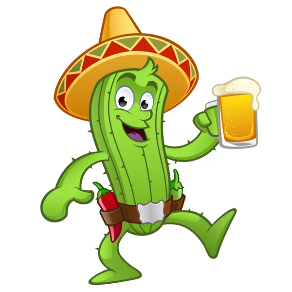 Cactus con una brocca di birra — Vettoriale Stock
