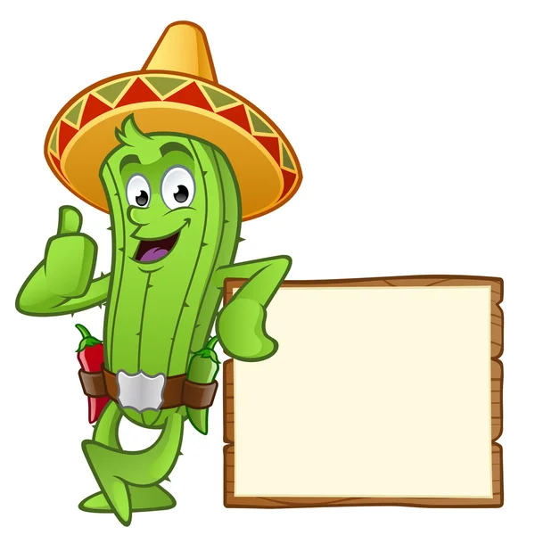 Cactus simpático para restaurante mexicano — Vector de stock