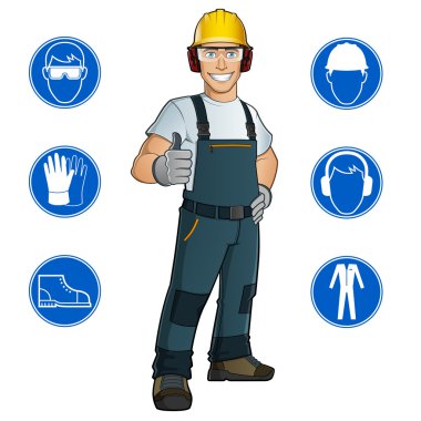 Man dressed in work clothes clipart