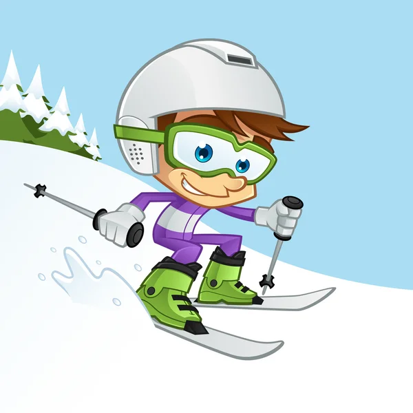 Child friendly skiing — Stock Vector