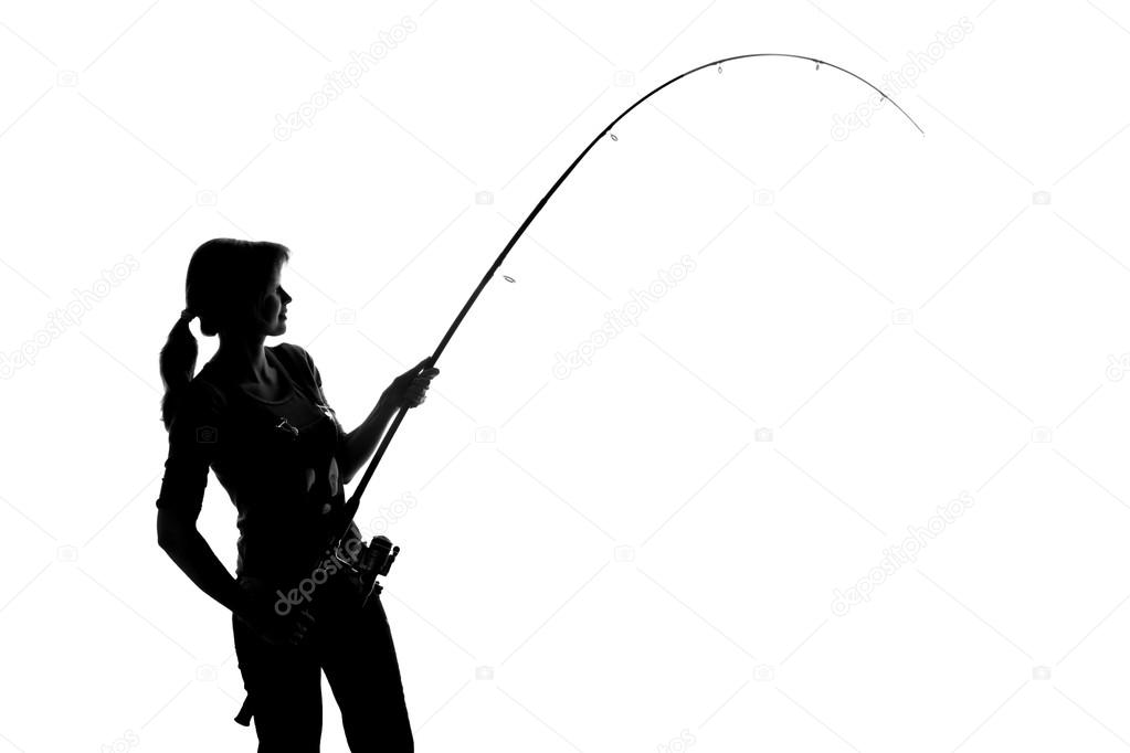 Young woman with a fishing rod — Stock Photo © fantom_rd #109202816
