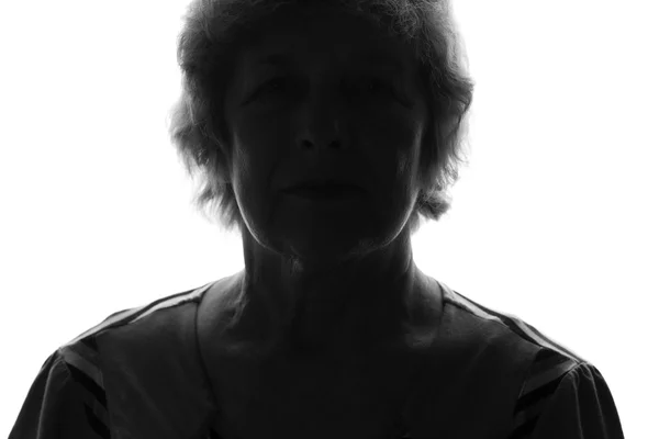 Silhouet van een oude vrouw van triest — Stockfoto