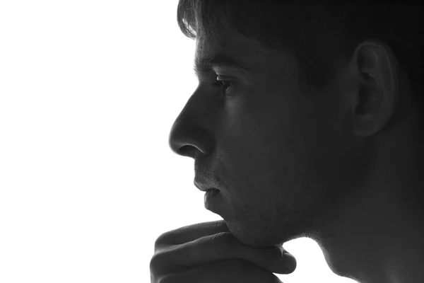 Sad man silhouette on a white background — Stock Photo, Image