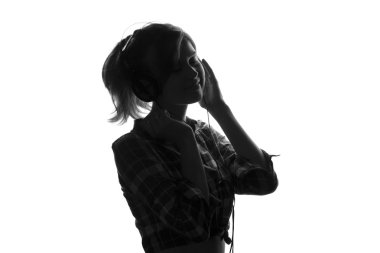 Hoş müzik kulaklık genç kız