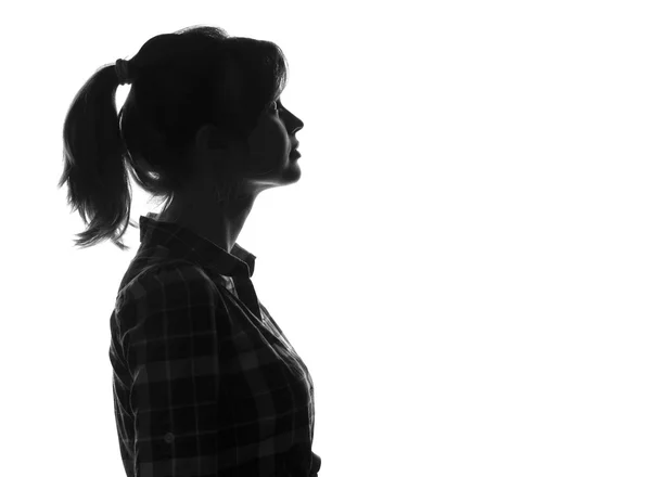 Schwarz-weißes Profil eines jungen Mädchens — Stockfoto