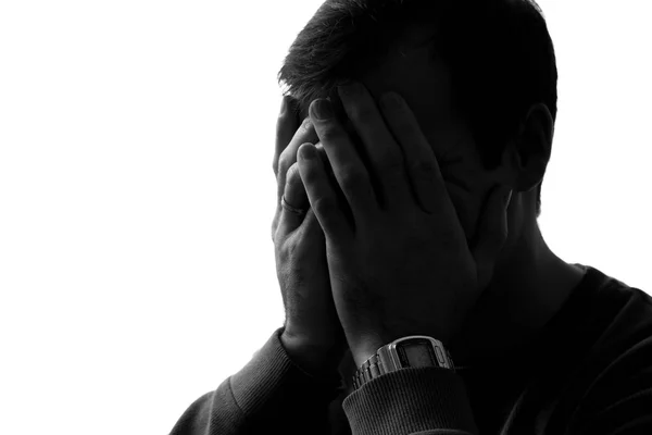 Retrato preto-e-branco de um homem triste — Fotografia de Stock