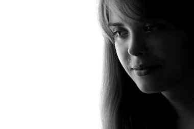 Güzel bir üzgün kız silüeti