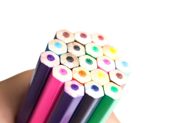 Lápis coloridos na mão — Fotografia de Stock